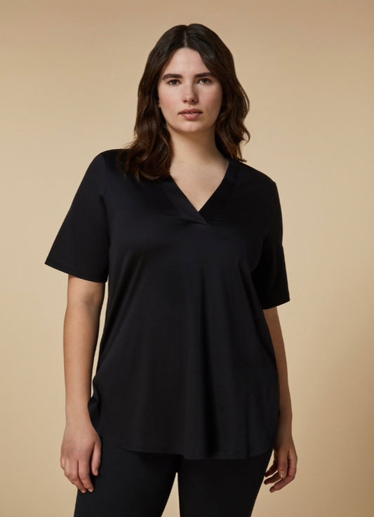 BLACK VISCOSE T-SHIRT