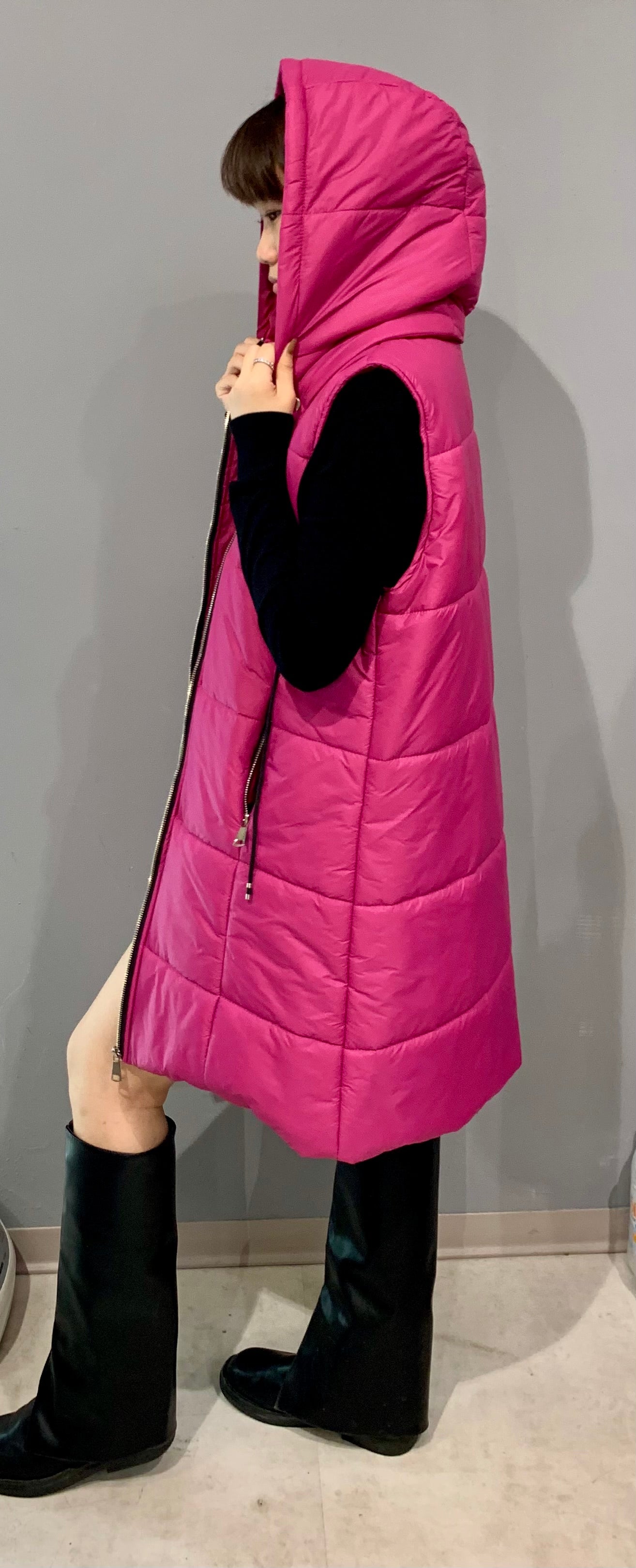 MAGENTA GILE WITH REMOVABLE HOOD